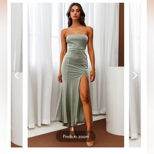 Selfie Leslie Strapless Thigh Split Maxi Dress